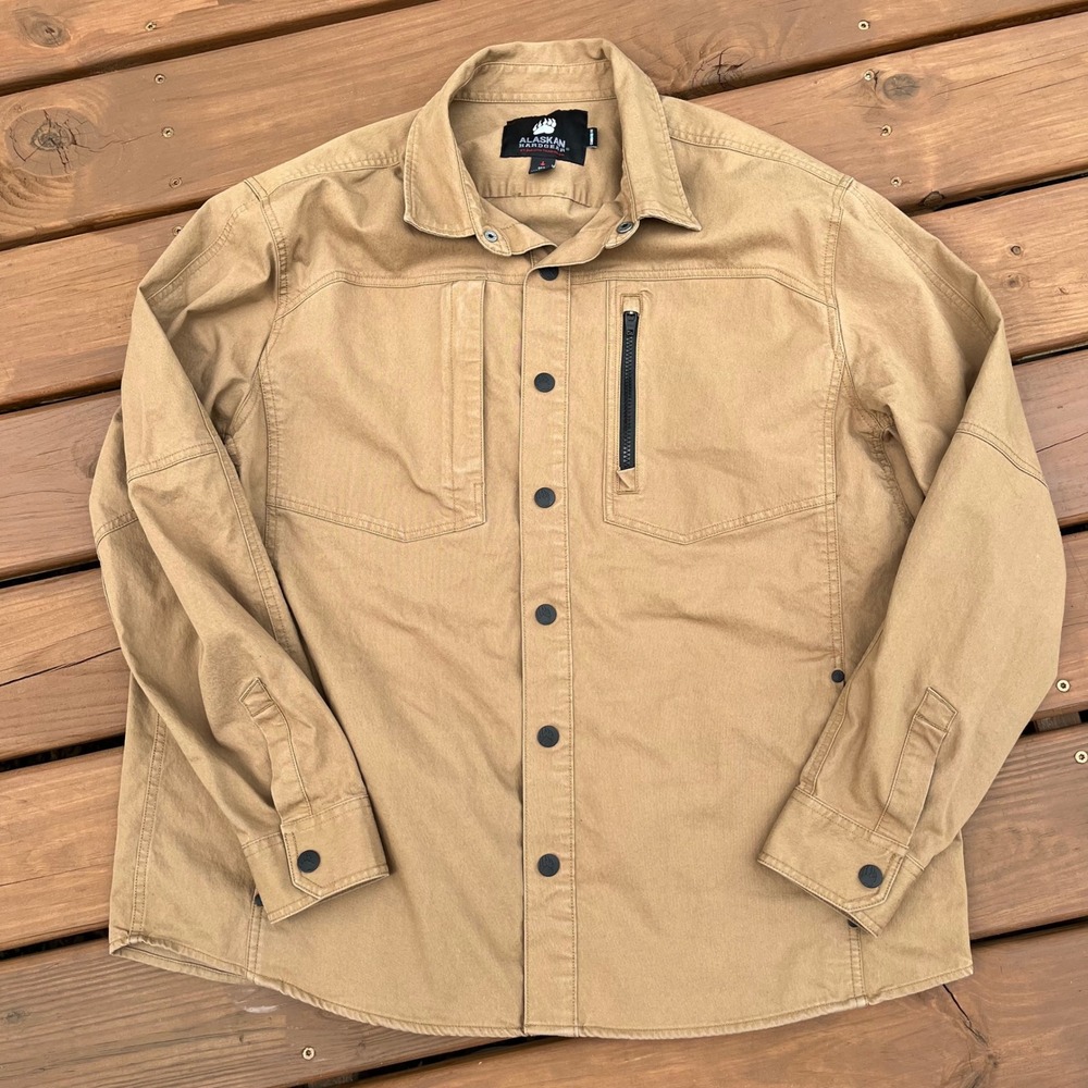Duluth Alaskan Hardgoods AKHG Stone Run Standard Fit Overshirt Shacket Khaki XL